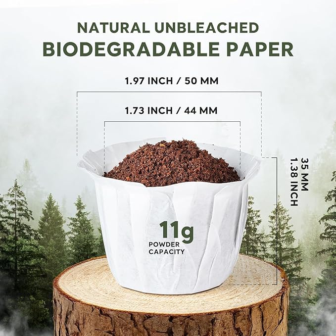 Disposable Paper Coffee Filters K Cup Paper Filters for K-eurig Single Brewer Reusable Cups, K-Cup Coffee Pods, Fit Most K eurig Single Serve Filter Brands Coffee Pods (White 100 count, Small)