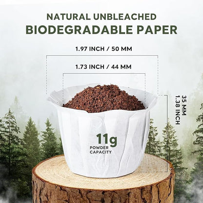 Disposable Paper Coffee Filters K Cup Paper Filters for K-eurig Single Brewer Reusable Cups, K-Cup Coffee Pods, Fit Most K eurig Single Serve Filter Brands Coffee Pods (White 100 count, Small)