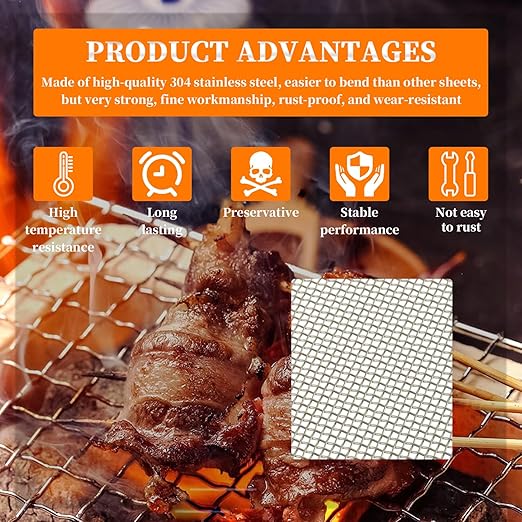 6 Pcs 12x8 Inch 304 Stainless Steel Wire Mesh Metal mesh Screen for DIY Projects, Vent, Cage,Window, Garden, Filter - Never Rust
