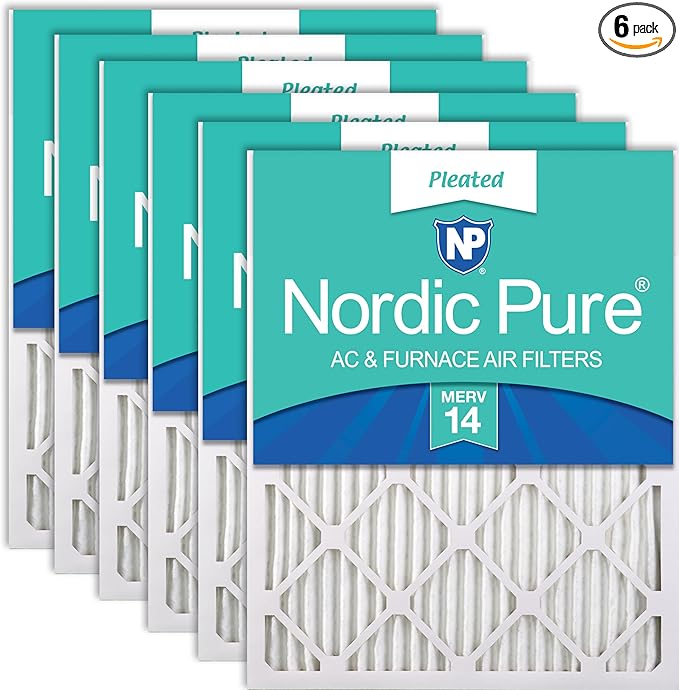 Nordic Pure 14x30x1 (Actual Size: 13 15/16 x 29 15/16 x 3/4) Pleated MERV 14 Air Filters 6 Pack