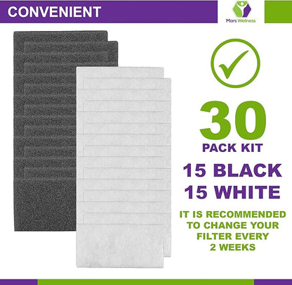 Mars Wellness 30 Pack CPAP Filters - Compatible with M Series, PR System One, Remstar, and SleepEasy Series - 15 Foam 15 Ultrafine Filter