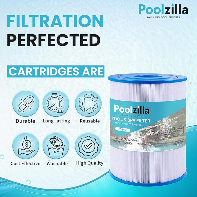 Poolzilla 1-Pack Spa Filter Cartridge Replacement for Watkins 31114, Unicel C-8465, Pleatco PWK65, Filbur FC-3960, 71827, 71828, Tiger River Caspian, Bengal, Sumatran, Caldera 76136 | Spa Filtration