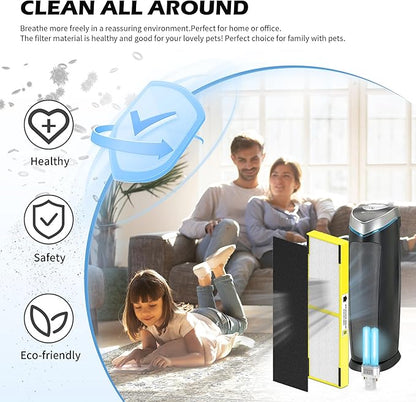 4 pack FLT4825 HEPA Replacement Filter B ＆ LB4000 Bulb for Guardian AC4825, AC4300, AC4850, AC4800, AC4820, AC4900 Air Cleaner Purifier, 4 HEPA Filters +12 Carbon filters+ 2 lb4000 uv bulb