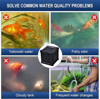 Eagles Eco-Aquarium Water Trough Purifier Cube, Activated Carbon Filter Media with Shell Honeycomb Charcoal Cube for Fish Tank, Horse Troughs, Ponds, Livestock Tanks, Water Tan (1pc)