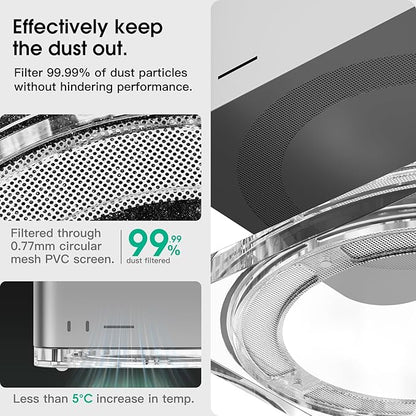 Transparent Acrylic mac Studio Stand, Built in Detachable air Filter Suitable for Mac Studio M2 Max, M2 Ultra, M1 Max, M1 Ultra Accessories，Cooling Desktop Bracket Mount