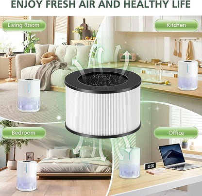 M01 Replacement Filter Only Compatible with MOOKA M01 Air Purifier, 3-in-1 Pre-Filter, HEPA Filter, High-Efficiency Activated Carbon Filter Filtration System, 2 Pack