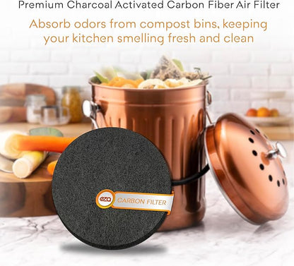 Premium Charcoal Activated Carbon Fiber Replacement Air Filter for Kitchen Compost Bin (10 Pack, Round 5.5")
