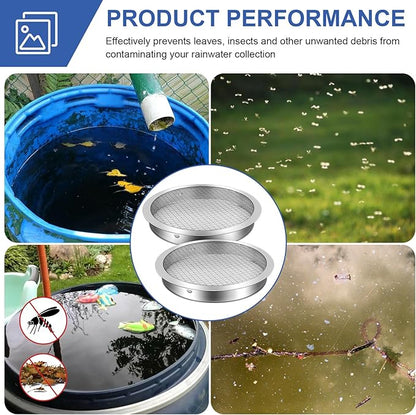6" Rain Barrel Screen Aluminum, Rain Barrel Filter Rainwater Collection System, Keep Debris Out of Your Rain Barrel, Rain Barrel Diverter Kit, 2 Pack