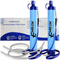 Portable Water Filter for Emergencies, Hiking, Camping, Travel, and Disaster Preparation (2 Pack)