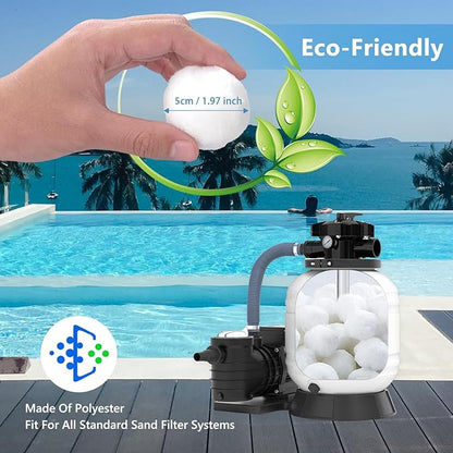 3.08 lbs Pool Filter Balls for Sand Filter Pump, Dry Filter Sand Balls, Eco-Friendly Reusable Swimming Pool Filter Media for Above Ground Pool Pool, Aquarium, Fish Tanks, Filter Pumps