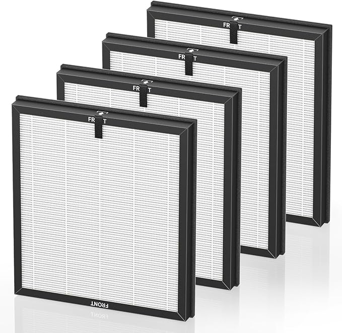 AP303 AP304 Replacement Filters, Compatible with DAYETTE AP303/AP304/AP305/AP405 Air Purifier, and for FRESHDEW AP303/304 Purifier, HEPA Filter with 3 Stage Filtration, 4 Pack (Standard-White)