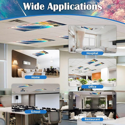 Fluorescent Light Covers - Classroom Covers for Ceiling Lights, 1 PCS 4 x 2 Feet Magnetic Light Filters, Classroom, Office Decor (Auspiciousness Clouds)
