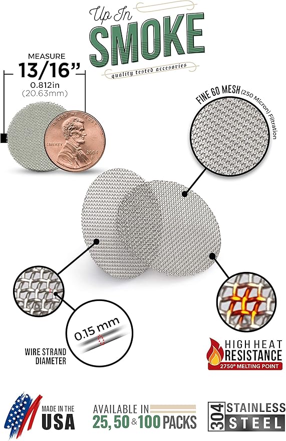 Made in The USA - 50 13/16"(.812) 304 Stainless Steel Premium Pipe Screen Filters