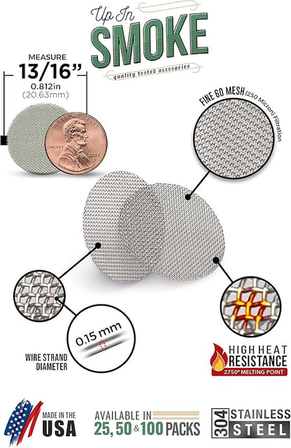Made in The USA - 50 13/16"(.812) 304 Stainless Steel Premium Pipe Screen Filters