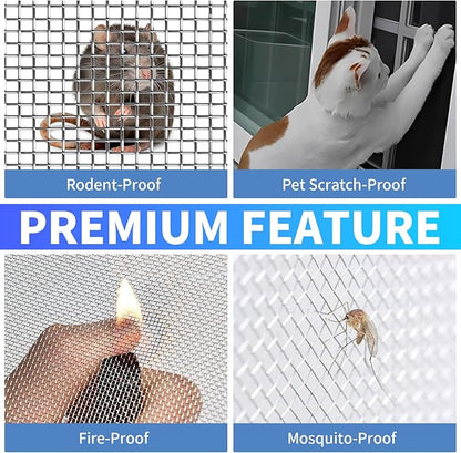 304 Stainless Steel Mesh, 47in x 10ft, 20 Mesh, Sturdy Metal Screen Roll for Window, Door, Air Vents, Filter, Cage, Garden, Patio, Pet (Sliver, 47inch x 10feet)