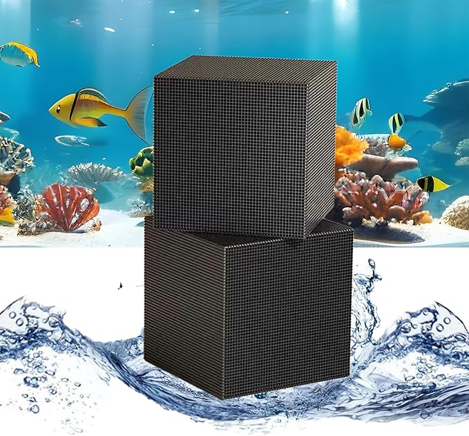 Aquarium Filter Cube with Activated Carbon – 2 Pack Reusable 2" Filter Media for Betta Fish Bowls, Nano Tanks & Small Aquariums, Improves Water Quality & Clarity
