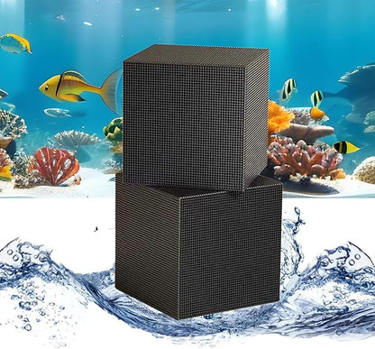 Aquarium Filter Cube with Activated Carbon – 2 Pack Reusable 2" Filter Media for Betta Fish Bowls, Nano Tanks & Small Aquariums, Improves Water Quality & Clarity