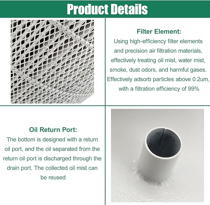 Oil Mist Collector 650-824CFM High-Efficiency Powerful Centrifugal CNC Oil Mist Filter Industrial-Grade Smoke Purifier for CNC Machines 220V 750W Three-phase