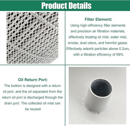 Oil Mist Collector 650-824CFM High-Efficiency Powerful Centrifugal CNC Oil Mist Filter Industrial-Grade Smoke Purifier for CNC Machines 220V 750W Three-phase