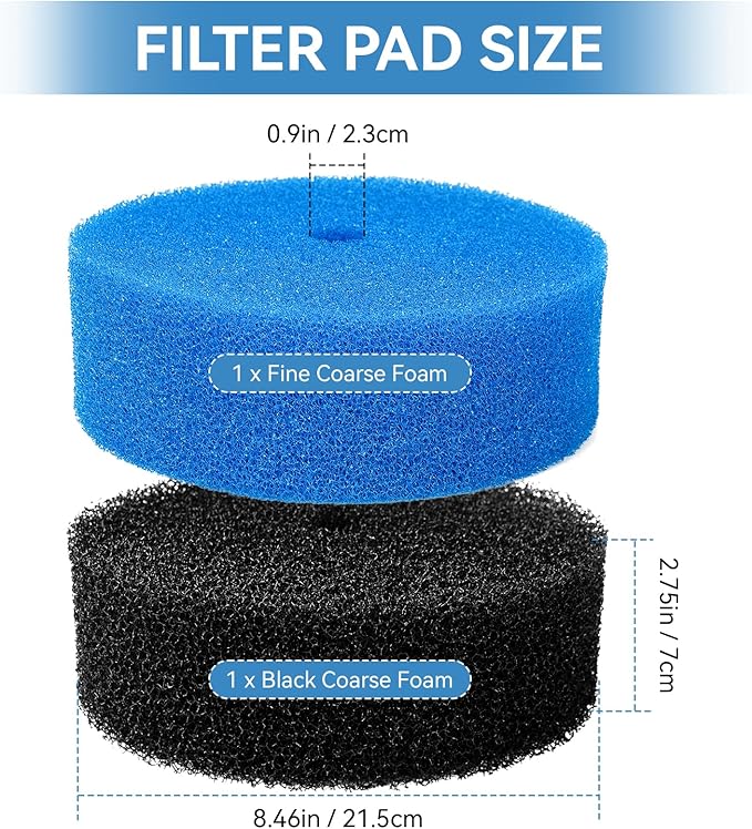 Pond Filter Replacement Pads for FP900 & FP1250UV Pressurized Pond Filter, Coarse and Fine Filter Media for Outdoor Fish Ponds (2 Pack)
