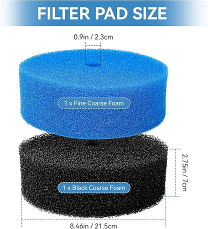 Pond Filter Replacement Pads for FP900 & FP1250UV Pressurized Pond Filter, Coarse and Fine Filter Media for Outdoor Fish Ponds (2 Pack)