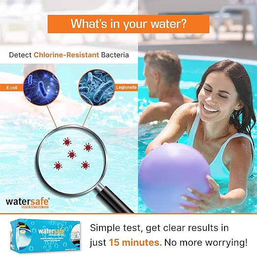 Pool and Spa Rapid Bacteria Test by Watersafe, Detects Down to 1 Bacteria/μL, including E. coli, Salmonella and More, Pack of 10