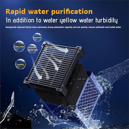 Pure Cube Water Trough Filter - Fish Tank Kit with Activated Carbon, Super Strong Honeycomb Aquarium Filter Media for Small Fish Tanks, Ponds & Livestock Water Purification (1PC, Blue)
