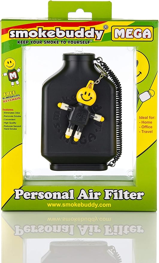 Smoke Buddy Mega Personal Air Purifier Cleaner Filter Removes Odor - Black