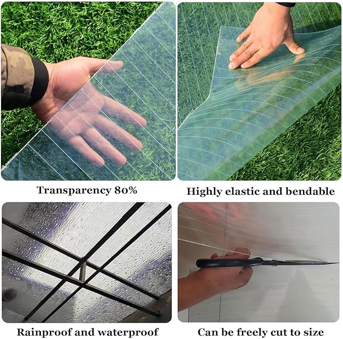 Glass Roof Pergola Polycarbonate Roofing Roll Polycarbonate Panels for Sunrooms, Open-Air Gardens, Greenhouses, Agricultural Use, Sheds(0.7x1m)