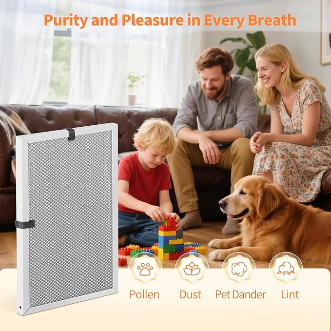 2-Pack 14x20x1 MERV 8 Reusable & Washable Electrostatic Air Filters - Long-Lasting Filter for HVAC, Furnace & Air Conditioner Units, Actual Size: 13-5/8” x 19-5/8” x 7/8”