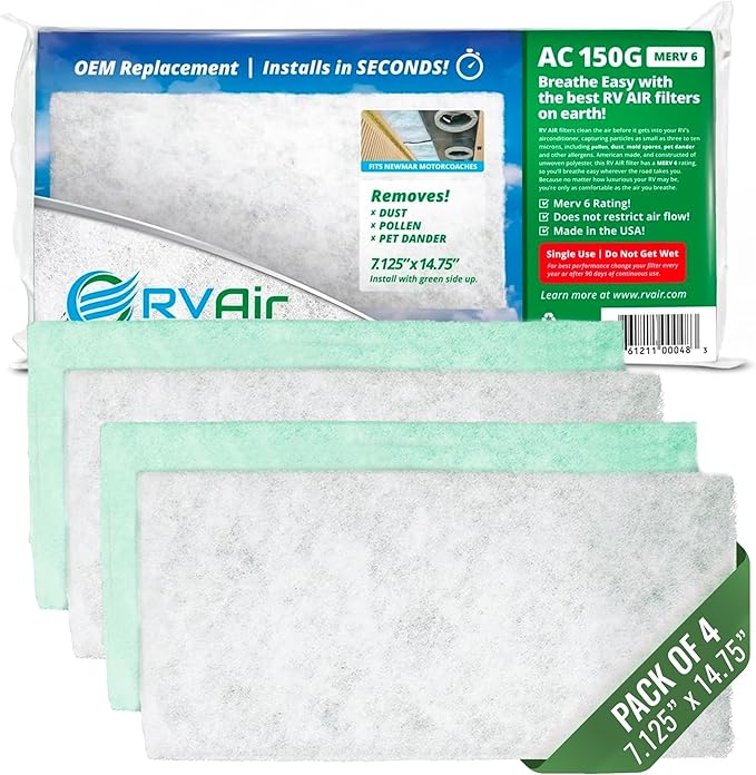 AC Filter - Air Conditioner Replacement Filters - RV Air Cleaner - Camper Accessories for Travel Trailers - Easy to Install Vent Filter - 16.5 x 6 x 0.75 in.