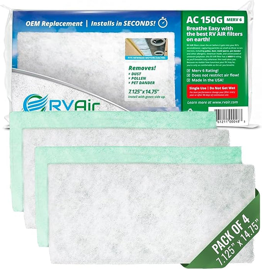 AC Filter - Air Conditioner Replacement Filters - RV Air Cleaner - Camper Accessories for Travel Trailers - Easy to Install Vent Filter - 16.5 x 6 x 0.75 in.