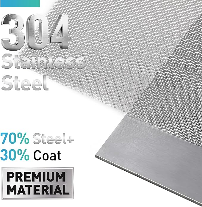 304 Stainless Steel Mesh Window Screen Roll,35IN x 10FT Silver Metal Window Screen Replacement,Window Screen Mesh for Window,Door,Patio,Pet,Vent,Filter,Porch,Cage and DIY Project (22 Mesh)
