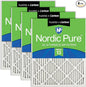 Nordic Pure 16x30x1 (Actual Size: 15 3/4 x 29 11/16 x 3/4) Pleated Air Filters MERV 13 Plus Carbon 4 Pack