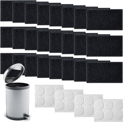 Timgle 24 Pcs Universal Trash Can Deodorizer Trash Bag Odor Absorbing Filters with 24 Double Sided Nano Glues Charcoal Deodorizer for Compost Buckets Countertop Garbage Bins