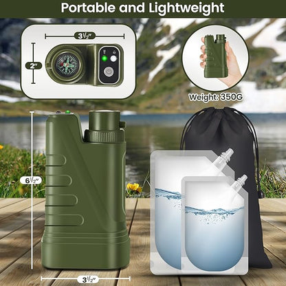 Electric Portable Water Filter Survival,Fast Flow,Lightweight,4-Layer Filtration Provide Better Tasting,Reusable Water Purification System for Outdoor Travel,Camping,Hiking,Backpacking