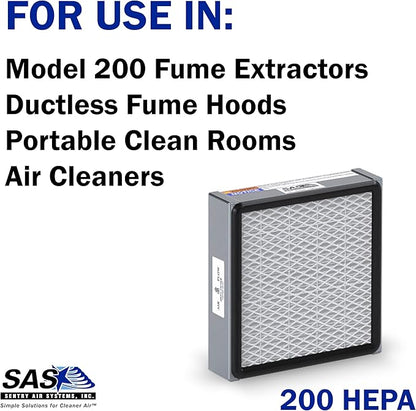 HEPA Filter with Pre-filter for Model 200 Sentry Air Systems – MERV 17 Air Filter for Fume Extractors, Fume Hoods, Portable Clean Rooms, and Air Cleaners – 99.97% efficiency down to 0.3 microns