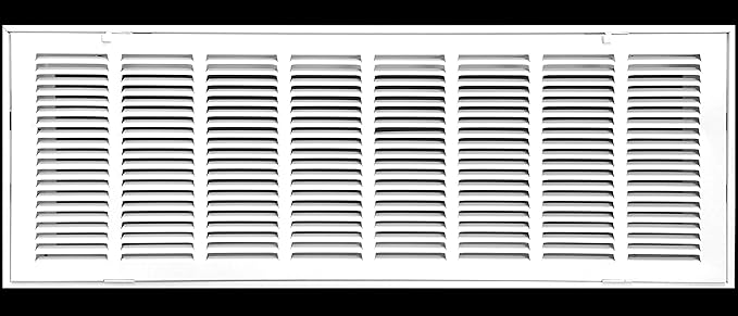 HVAC Premium 32" X 10" Steel Return Air Filter Grille for 1" Filter - Fixed Hinged - HVAC DUCT COVER - Flat Stamped Face - White [Outer Dimensions: 34 5/8"w X 12 5/8"h]