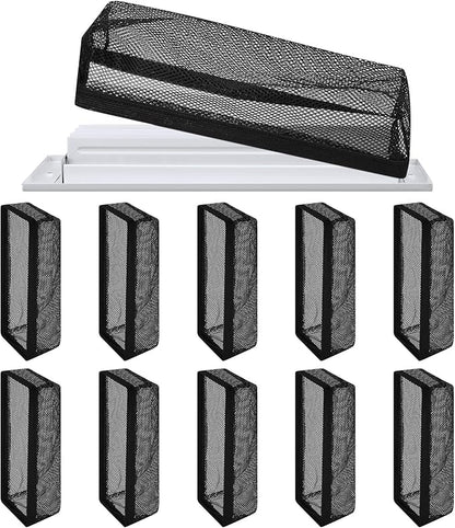 Zonon 12 Pcs 4 x 12 Inch Floor Register Cover Trap Vent Screen for Home Vent Mesh Elastic Band Filter Floor Register Trap Keeps Pet Hair,Food Out(Black)