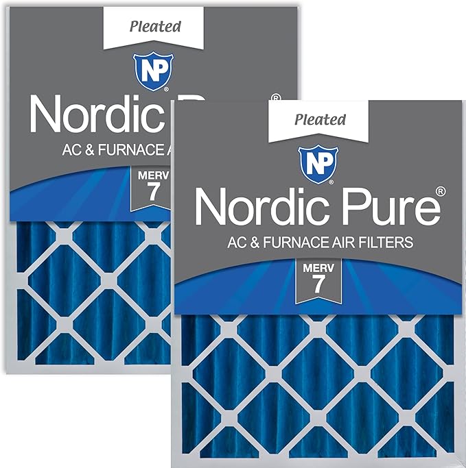 Nordic Pure 20x20x4 (Actual Size: 19 1/2 x 19 1/2 x 3 5/8) Pleated MERV 7 Air Filters 2 Pack