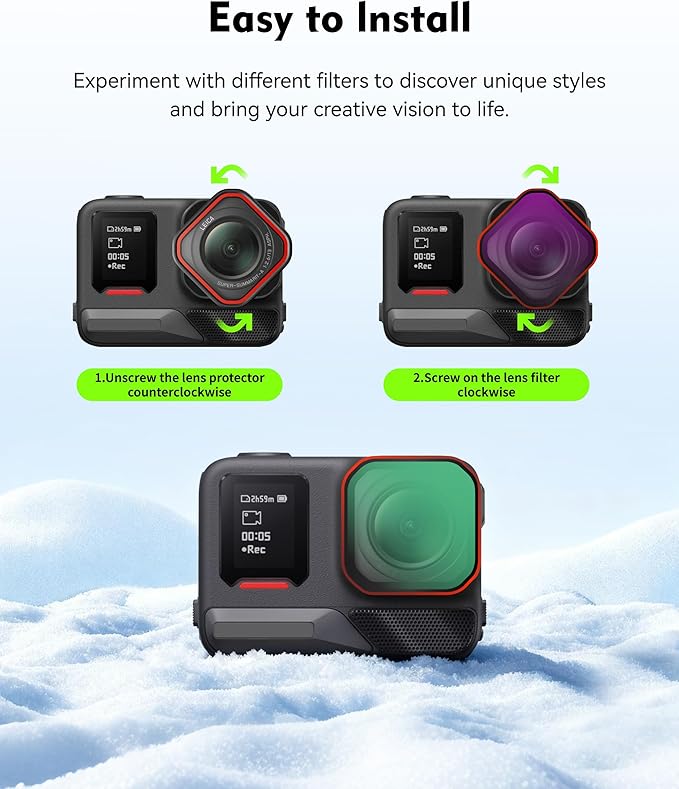 4-Pack Hybrid ND/CPL Filter Set for Insta360 Ace Pro2, ND8-PL ND16-PL ND32-PL ND64-PL 2-in-1 Combo, Solves Glare and Overexposure in One Filter, Professional Film-Making