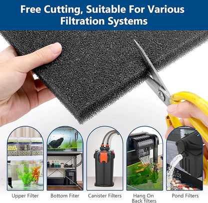 hygger Aquarium Sponge Filter Pad, Filter Media Foam Sponges, Cut-to-Size Open Cell Foam Sheet for Fish Tanks and Ponds, L (1 Pack 15.7 * 15.7 * 1 inch)