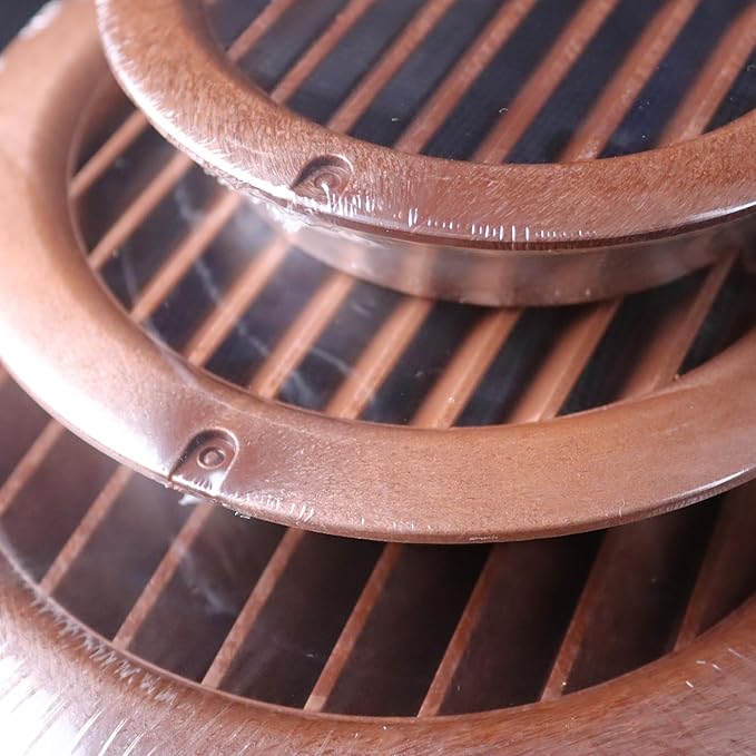 VENTS-US - 4" Brown Pack of 6 Plastic Round Vent Covers with Built-in Insect Screen and Flange for Air Supply or Exhaust Applications