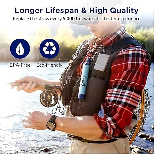 Portable Water Filter for Emergencies, Hiking, Camping, Travel, and Disaster Preparation (2 Pack)