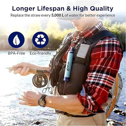 Portable Water Filter for Emergencies, Hiking, Camping, Travel, and Disaster Preparation (2 Pack)