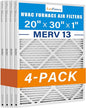 LotFancy 20x30x1 Air Filter MERV 13 4-Pack, Electrostatic Pleated HVAC Furnace Air Filter, Captures Pet Dander Smog Smoke, Actual Size: 19.75"x29.75"x0.75"