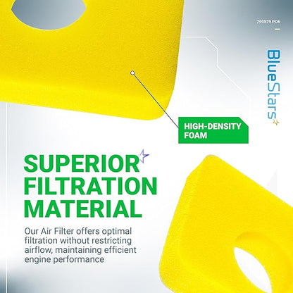 BlueStars 6 Pcs 799579 Air Cleaner Foam Filter - Compatible with 09P602 09P702 550e-550ex Series 09P000 08P000 Engine Lawn Mower - Replaces for BS 4248 5434 799579