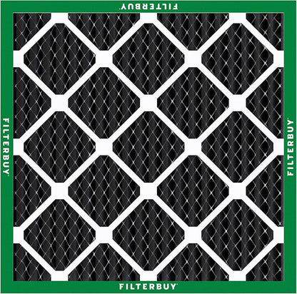 Filterbuy 25x25x1 Air Filter MERV 10 Odor & Allergy Defense with Activated Carbon (3-Pack), Electrostatic Pleated HVAC AC Furnace Filters Replacement, Made in USA (Actual Size: 24.50 x 24.50 x 0.75)