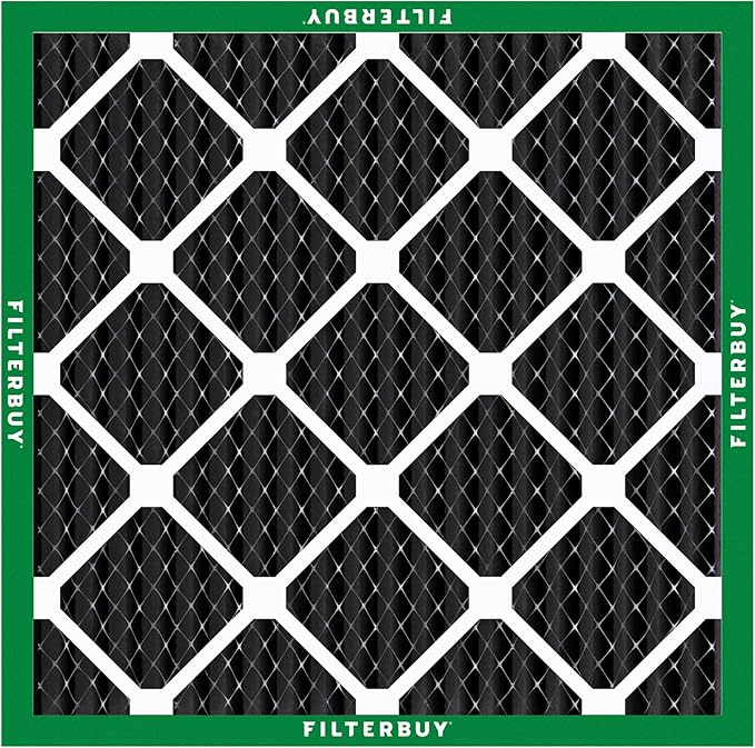 Filterbuy 25x25x1 Air Filter MERV 10 Odor & Allergy Defense with Activated Carbon (4-Pack), Electrostatic Pleated HVAC AC Furnace Filters Replacement, Made in USA (Actual Size: 24.50 x 24.50 x 0.75)