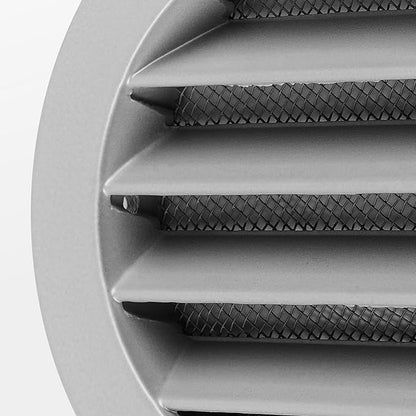 calimaero® WSGG 4" Inch Gray Round Metal Air Vent Grill Cover Flat Louver with Fly Screen Fits Only with Metal Ducts